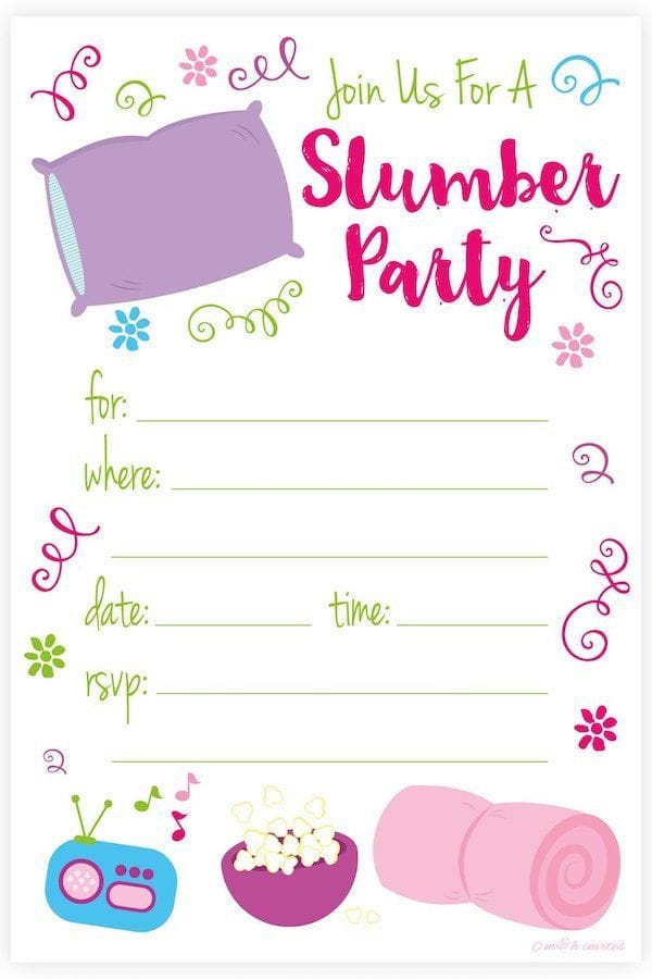 Birthday Sleepover Invitations Free Printable