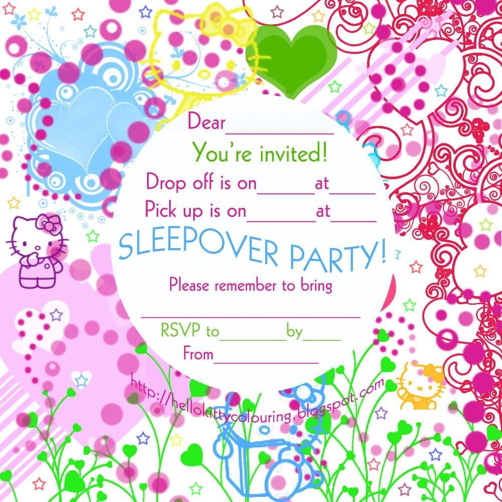 Sleepover birthday party invitation Template