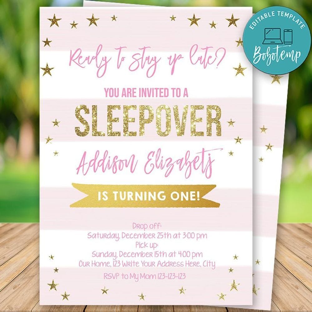 Birthday Sleepover Invitations Free Printable