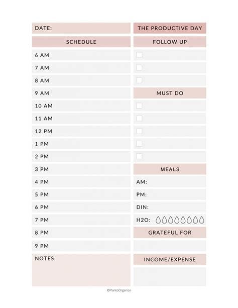 Free Productivity Planner Printable