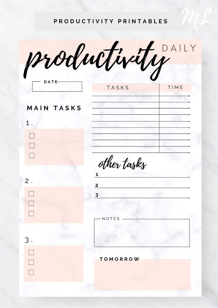 Productivity Planner Insert Free Weekly Planner 2021 A4 JPG Printable