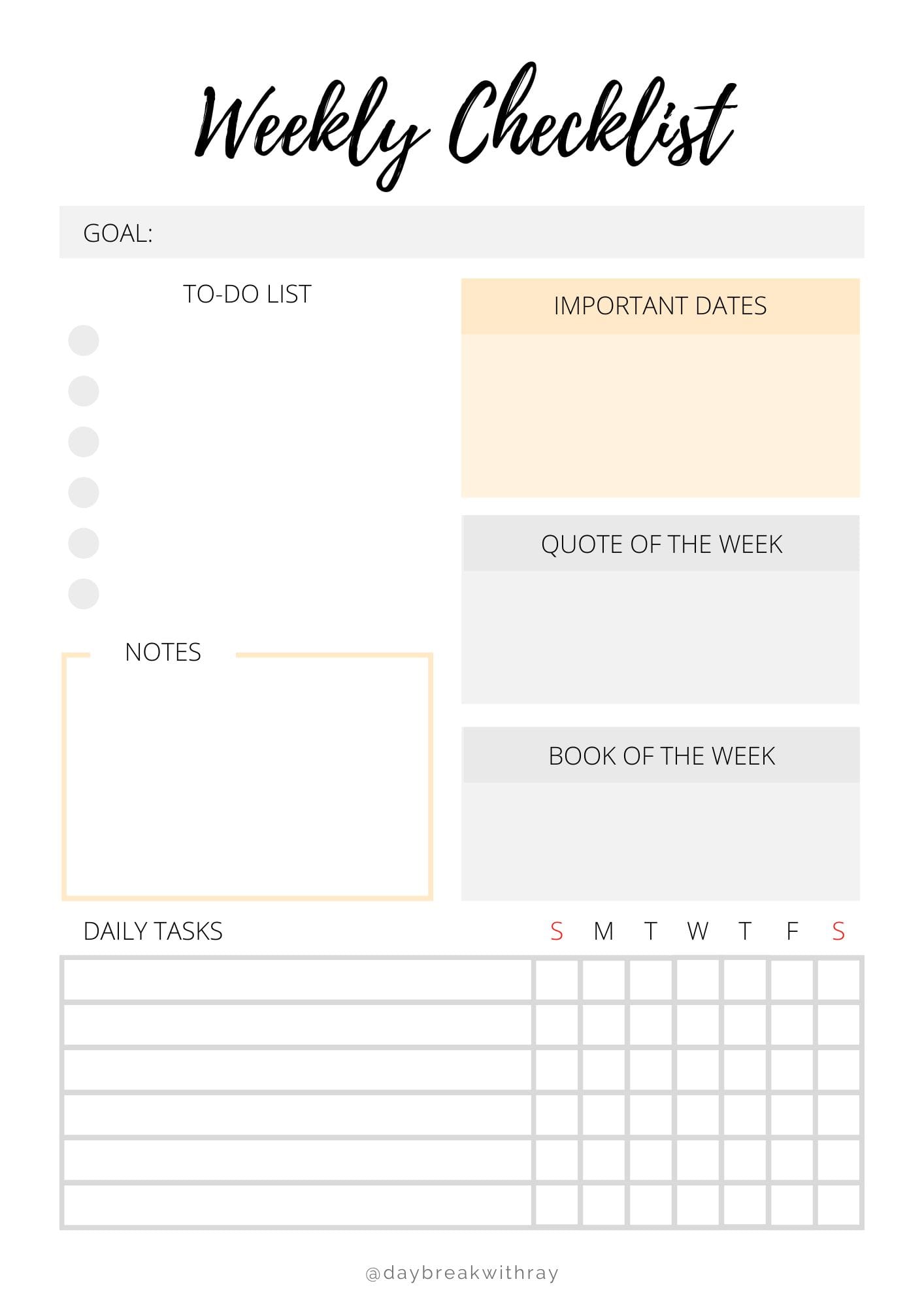 Daybreak Weekly Templates to Boost Your Productivity Levels