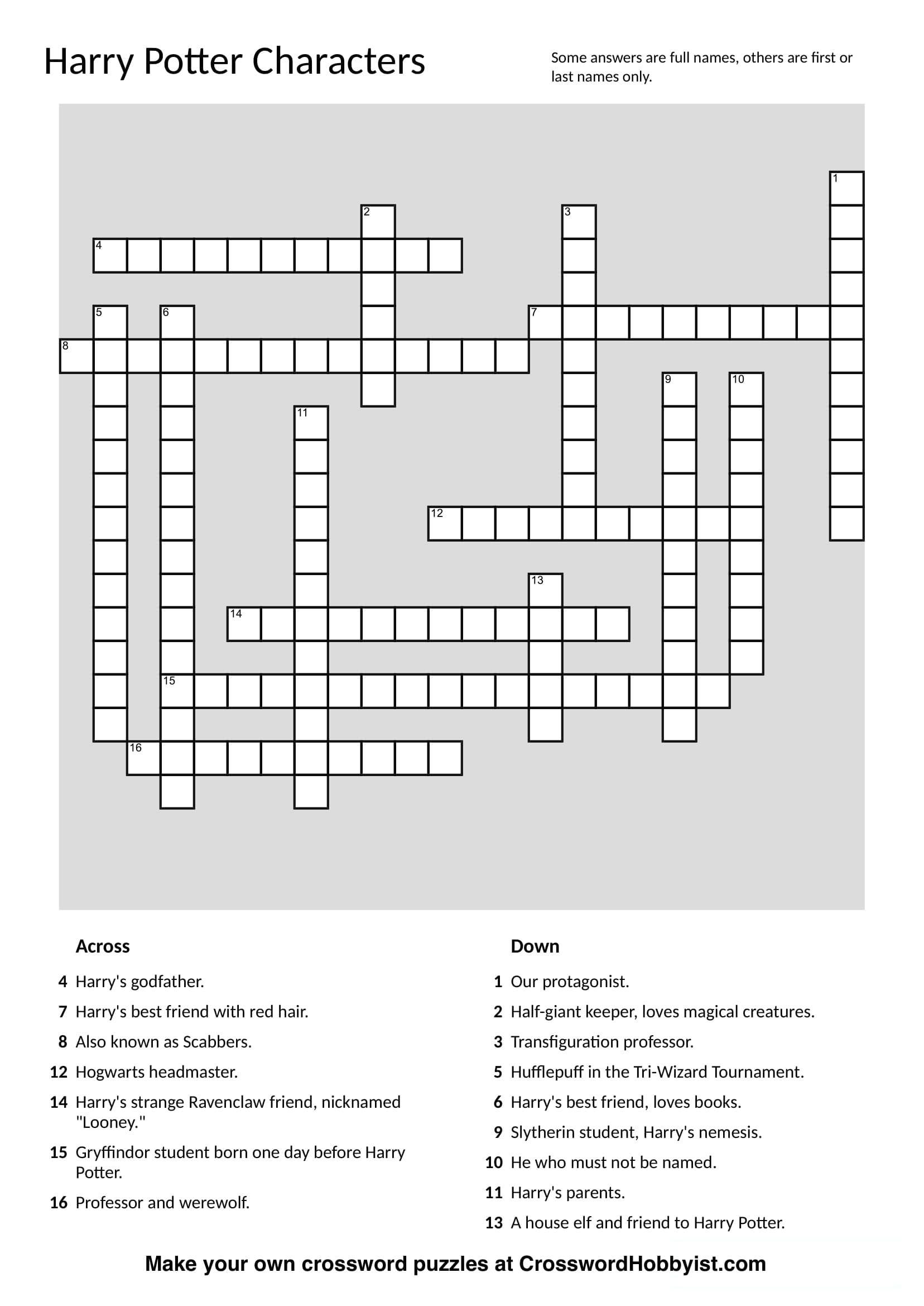 Make Your Own Crossword Puzzle Free Printable