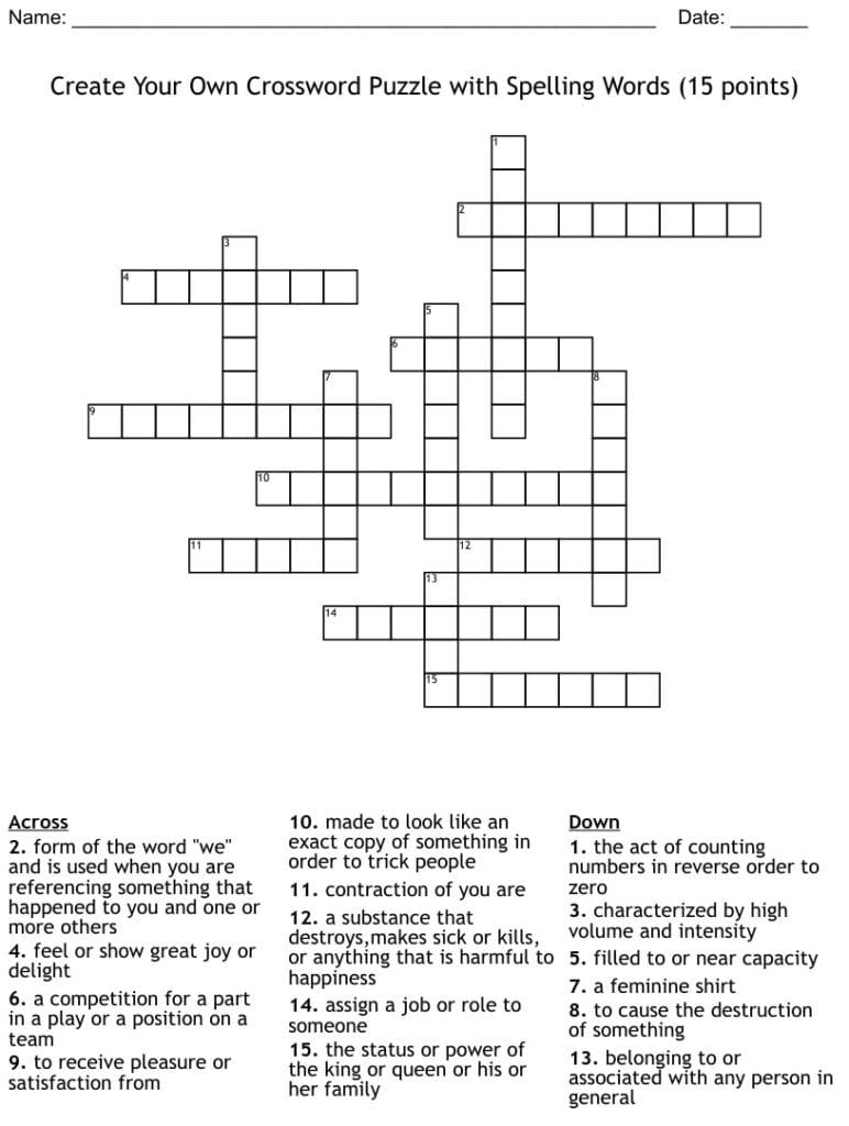 Create Your Own Crossword Free Printable