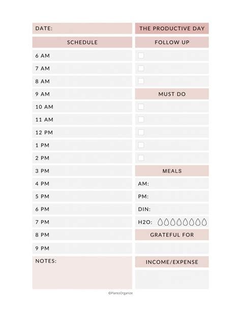 Free Productivity Planner Printable