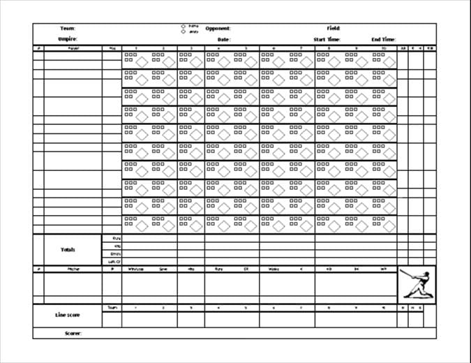 30+ Printable Baseball Scoresheet / Scorecard Templates TemplateLab