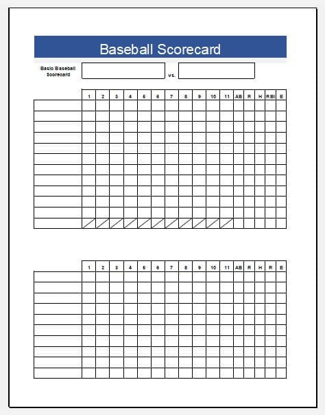 Baseball Score Sheet With Pitch Count ~ Excel Templates