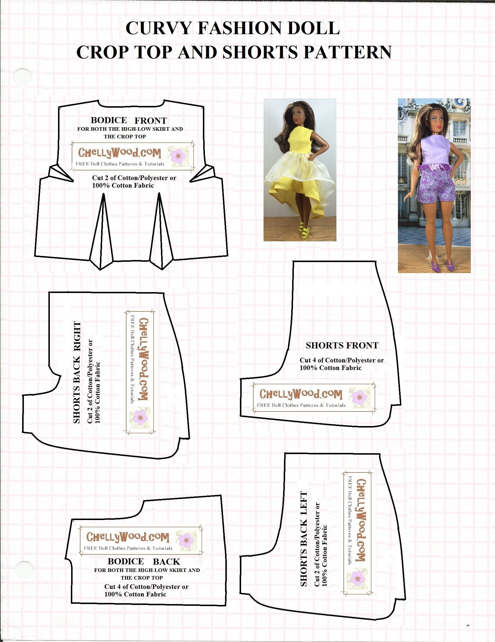 Template Beginner Printable Barbie Clothes Patterns