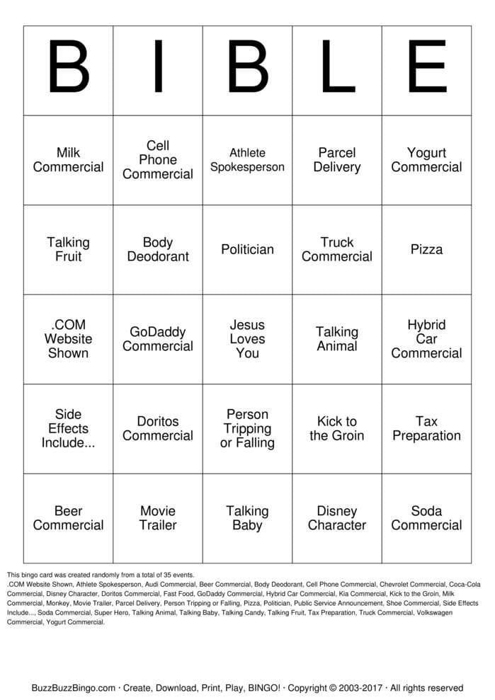 Bible Bingo Bingo Cards to Download