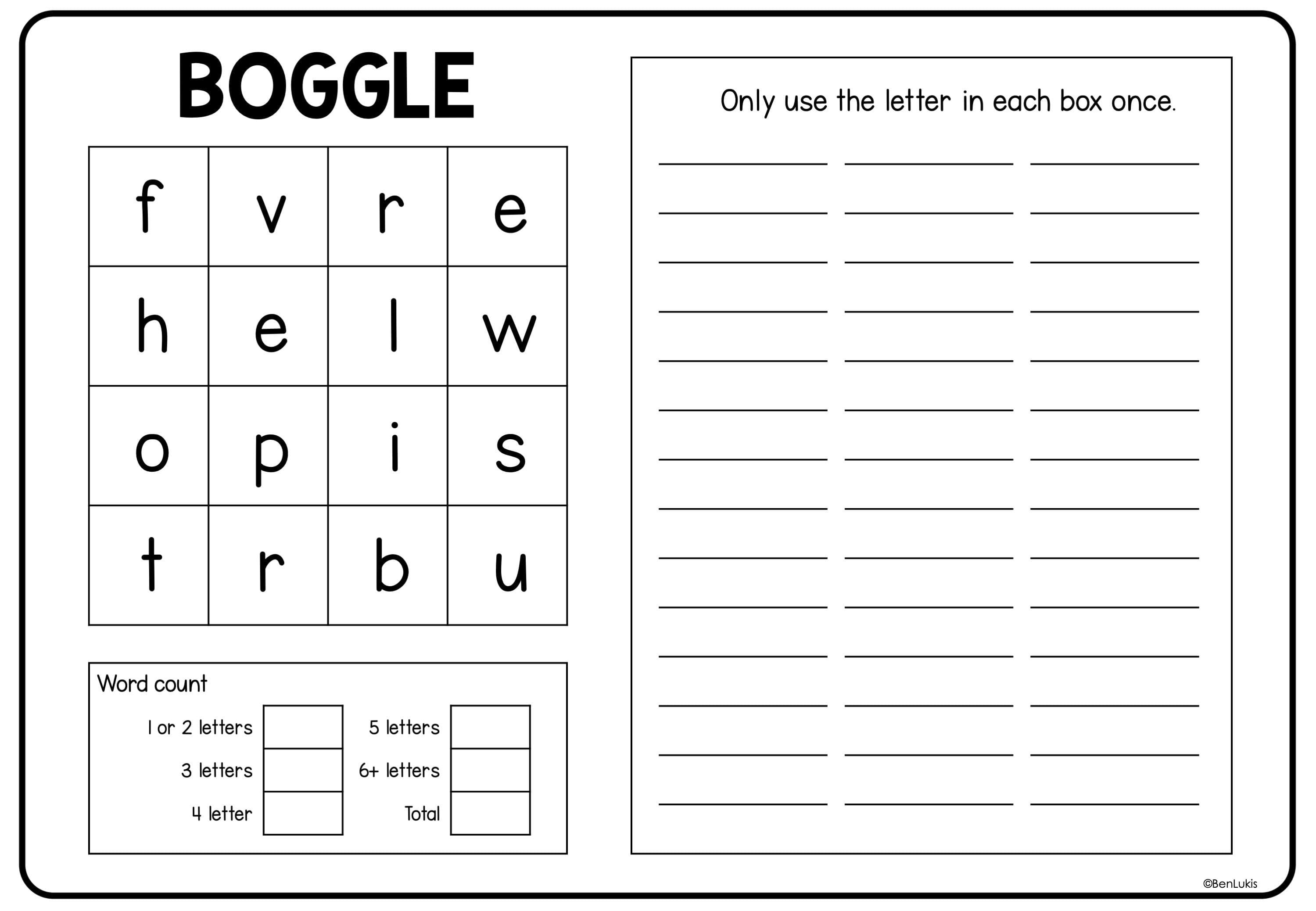 Boggle Word Game Printable Pages Printable Word Puzzle Pages