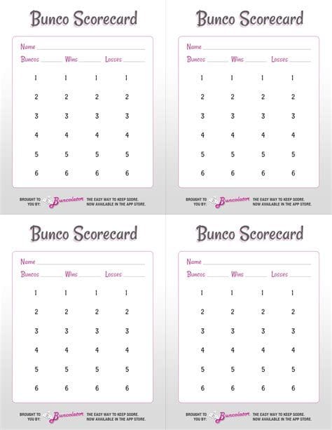 Bunco Score Sheets Free Printable Templates Available