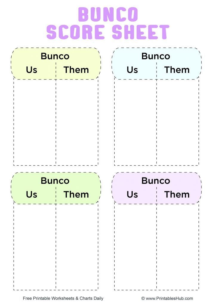 Free Printable Bunco Score Sheets + Table Tally Sheet [PDF