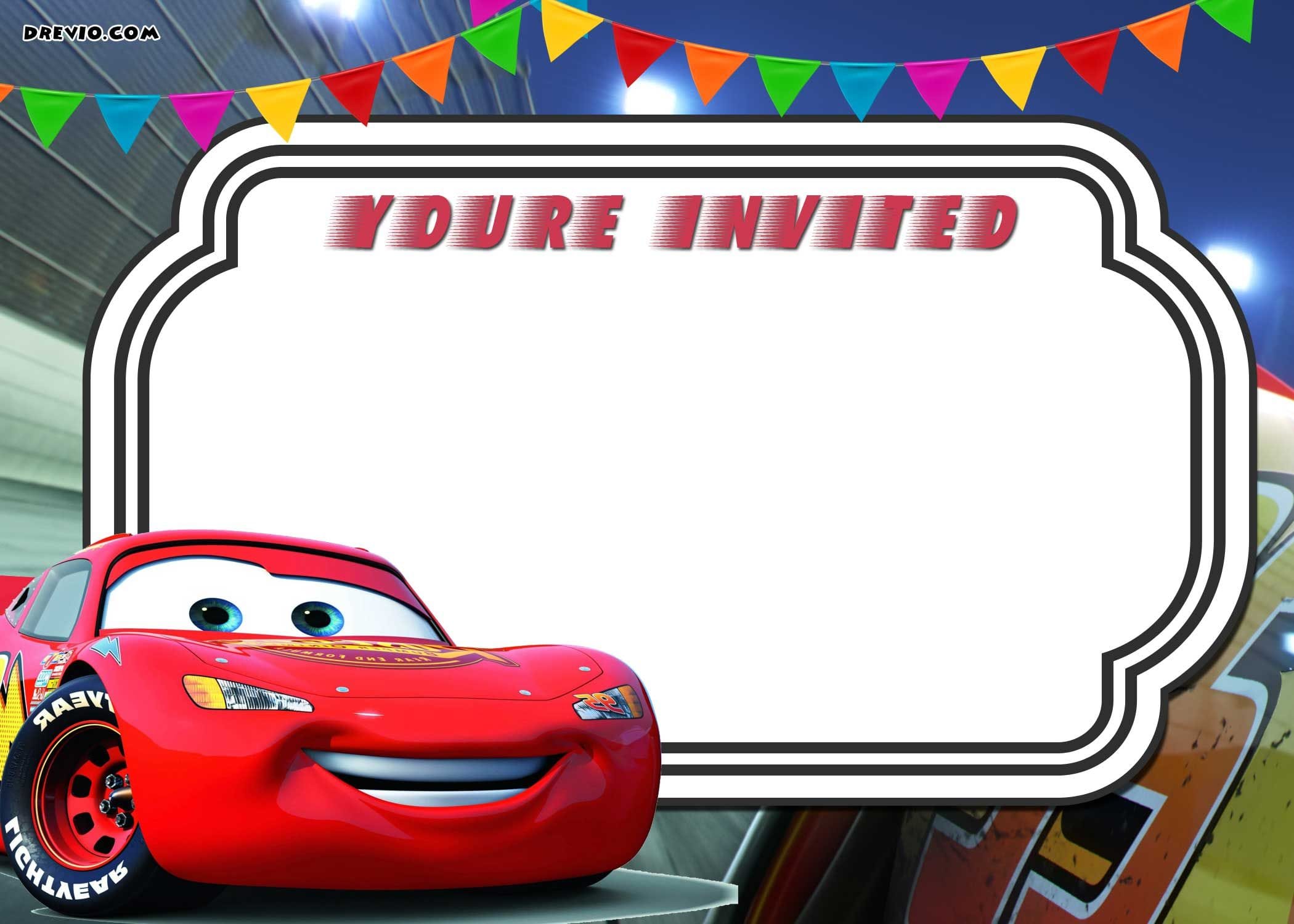 FREE Printable Cars 3 Lightning McQueen Invitation Template