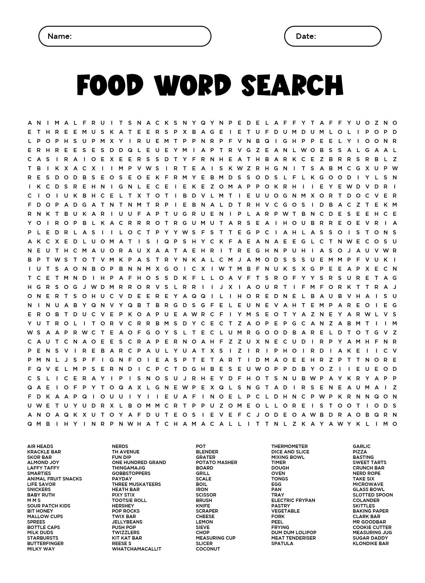 Free Printable Hard Word Searches