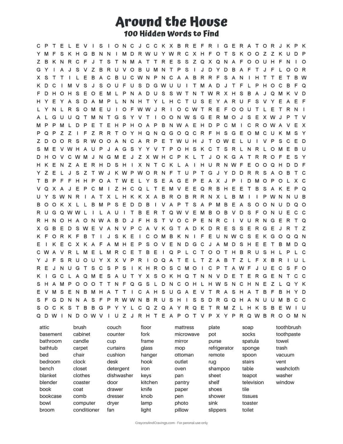 100 Word Word Search PDF