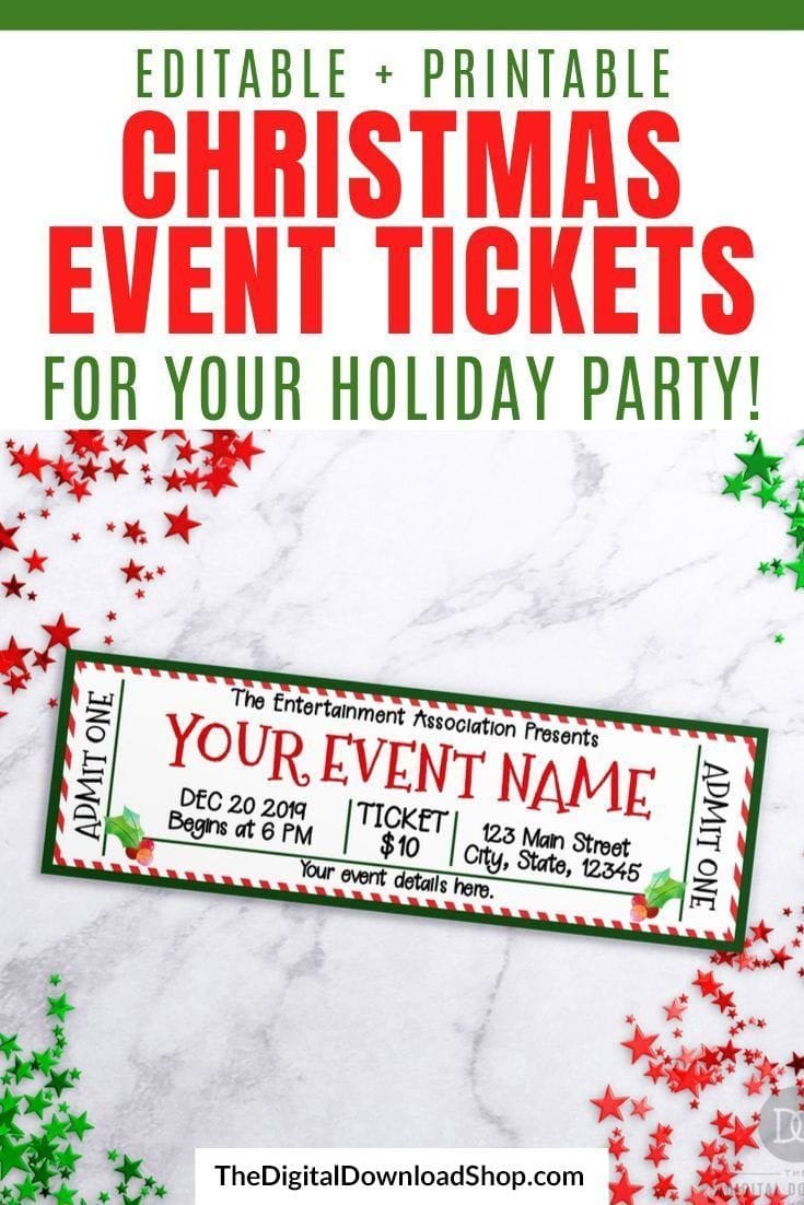 Christmas Event Ticket Template Editable Printable *EDIT ONLINE