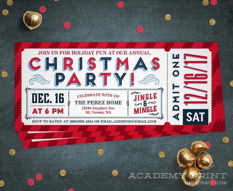 Christmas Party Ticket Invitations Template