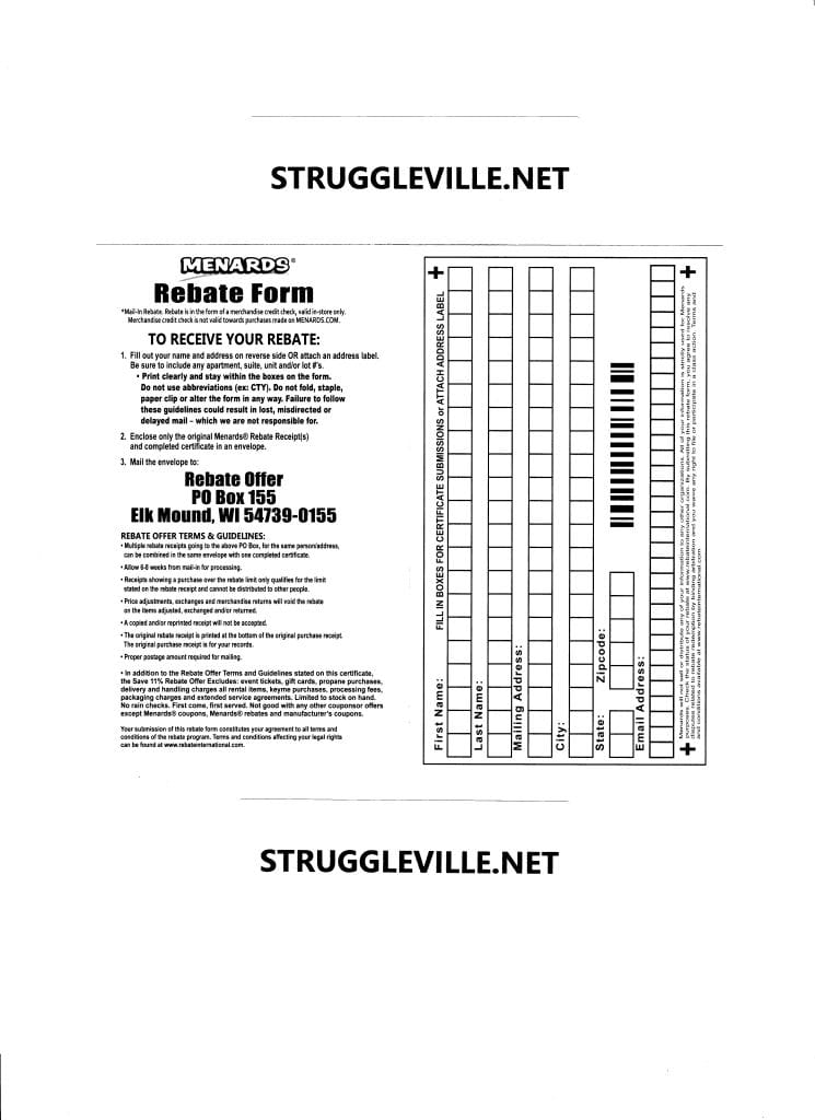 Free Printable Menards Rebate Form