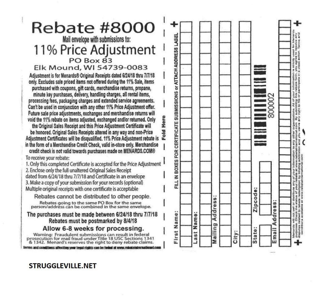 Menards Rebate Form Printable