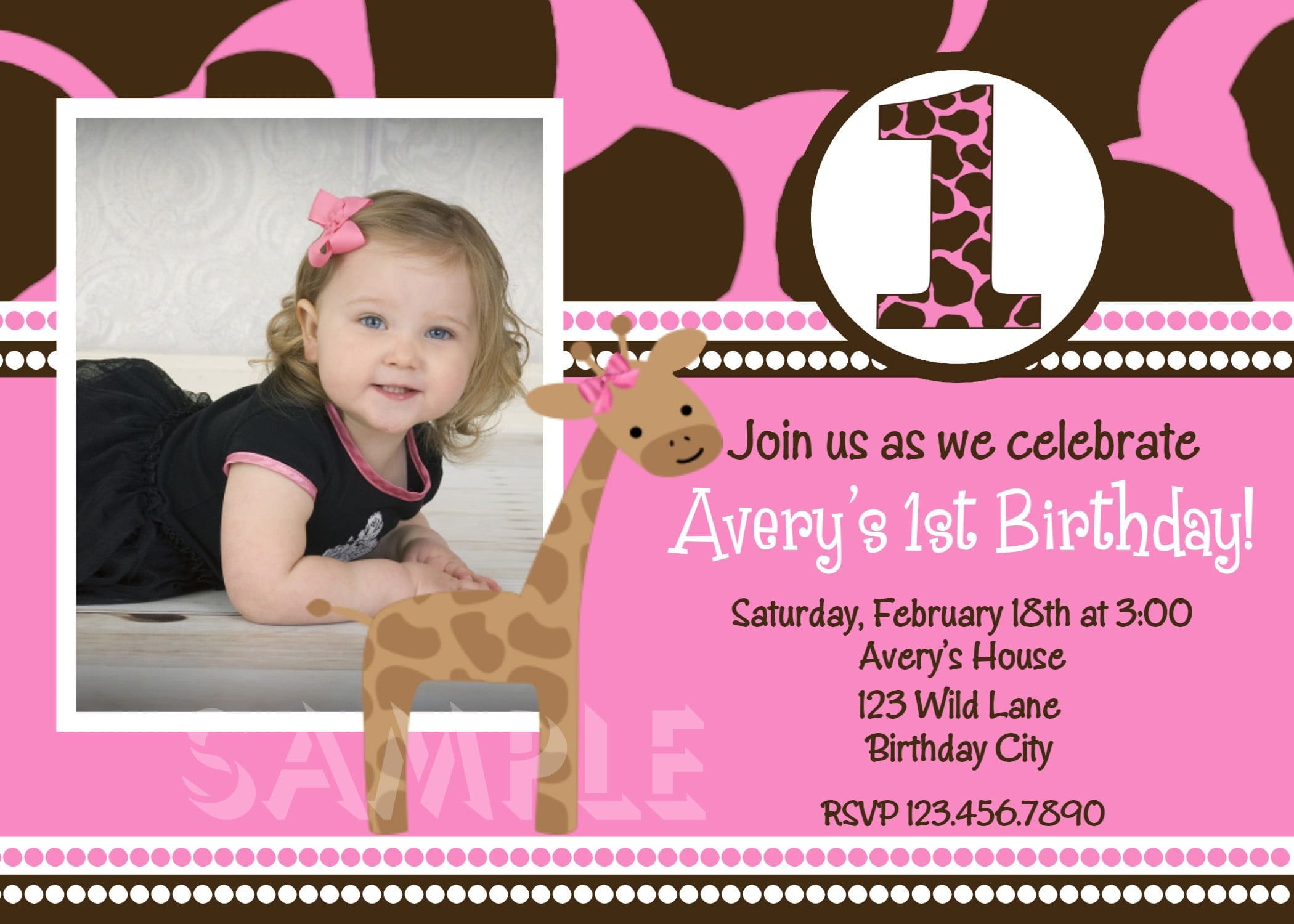 Free Printable 1st Birthday Invitations for Girls Template