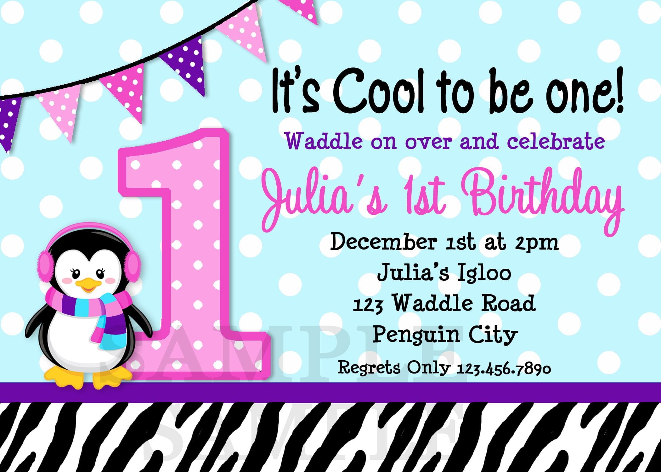 Jungle Animals 1st Birthday Invitation