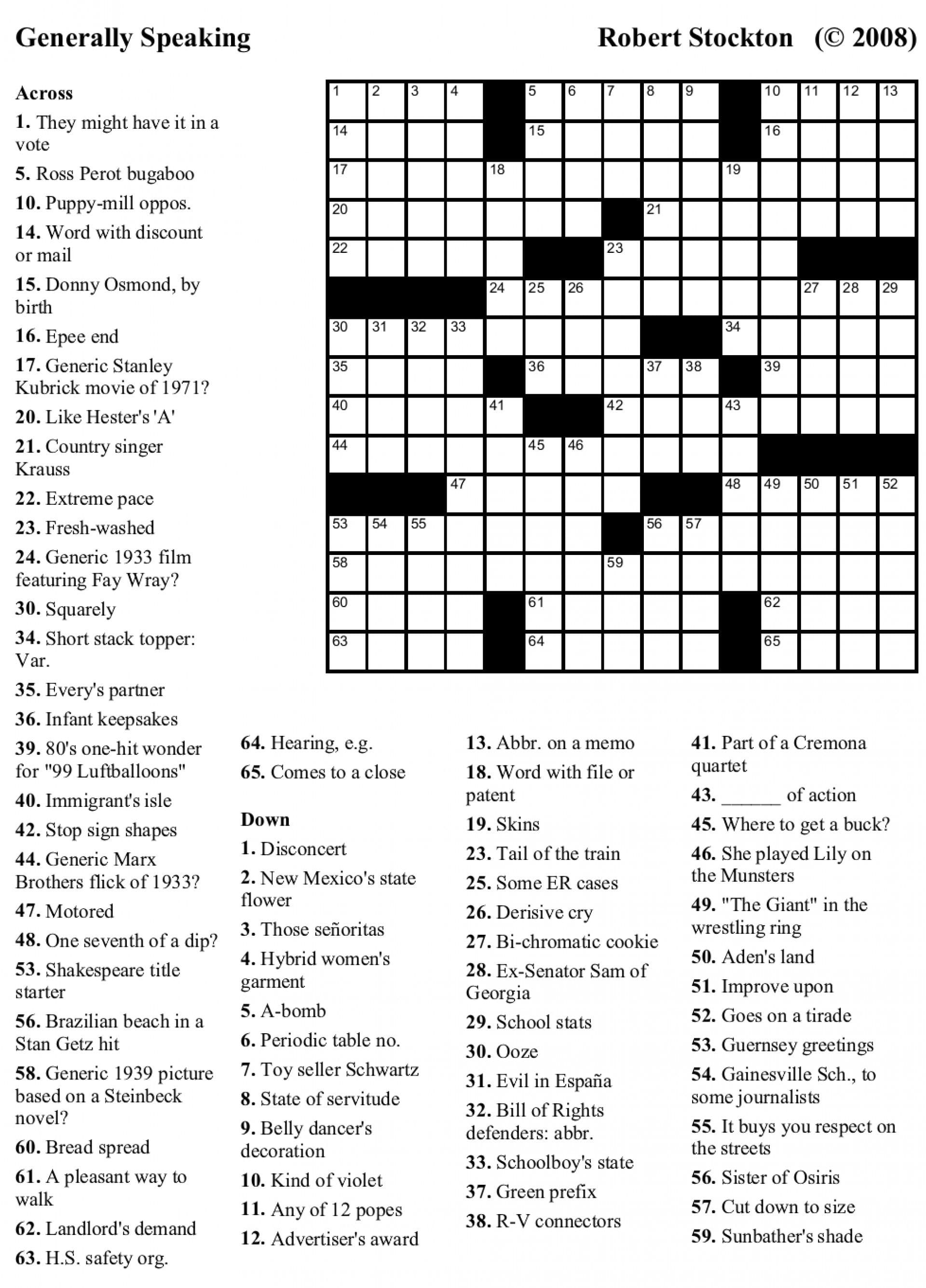 Free daily printable crossword puzzle