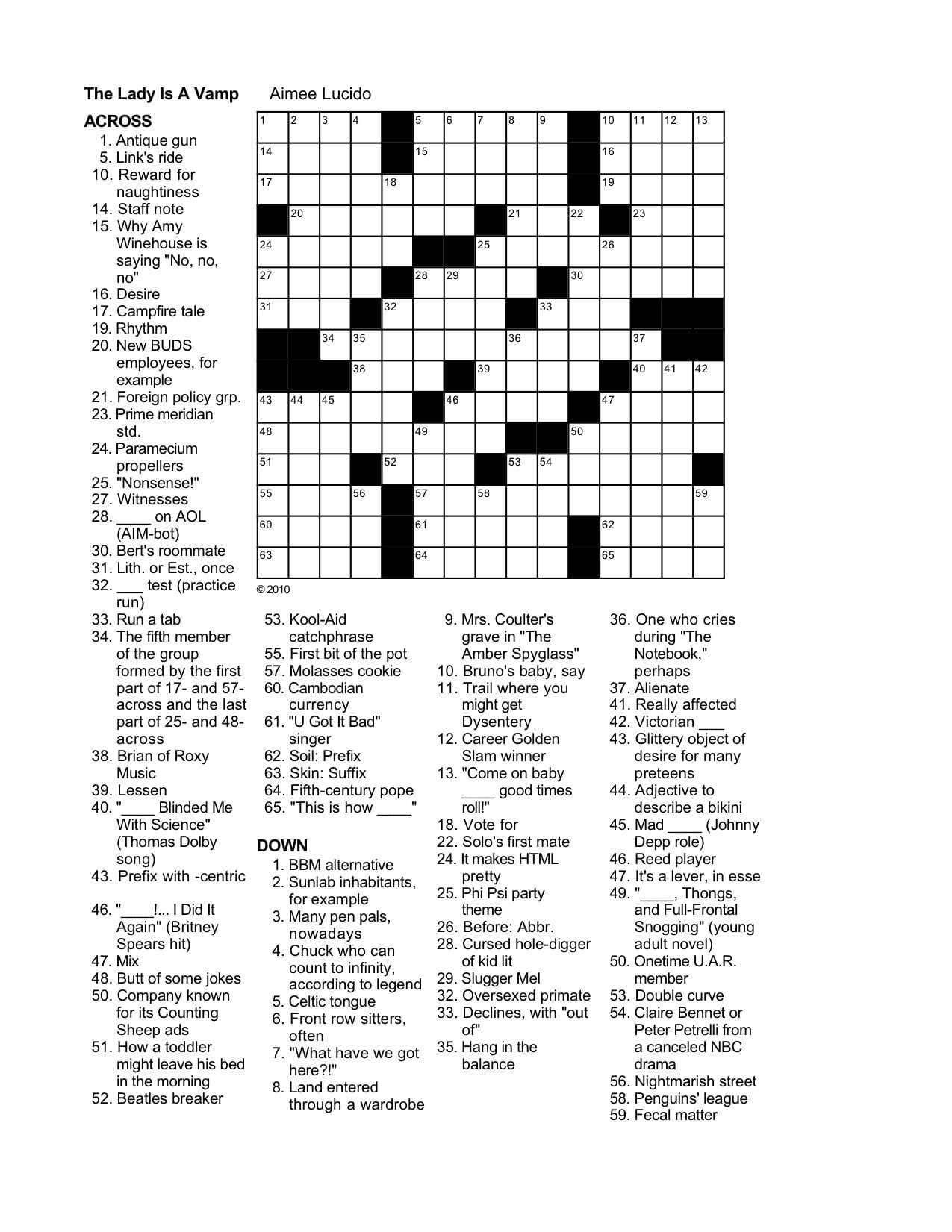 Printable La Times Crossword