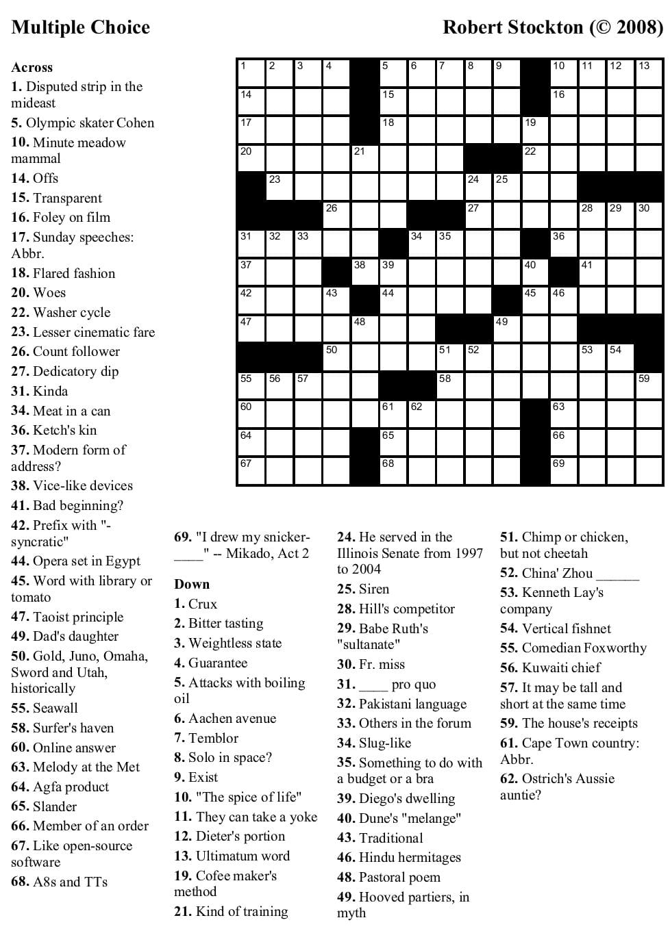 Printable Crossword Puzzles Los Angeles Times