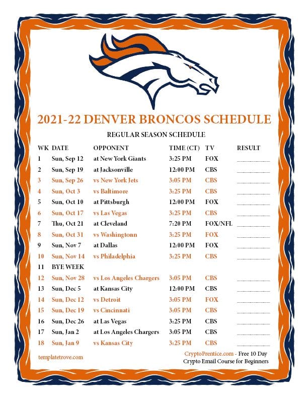 Denver Broncos 2021 schedule: Dates