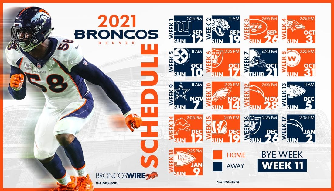 Denver Broncos 2021 NFL schedule released