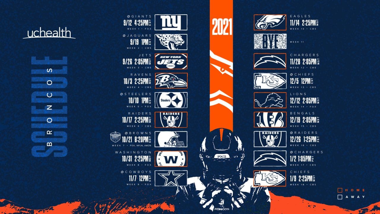 Broncos 2021 schedule announced; Denver to play first two games on the