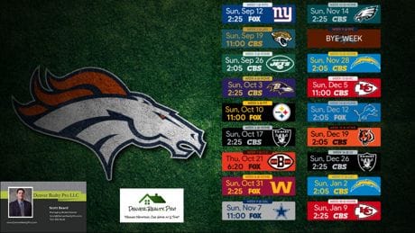 2021 Denver Broncos Regular Season Football Schedule