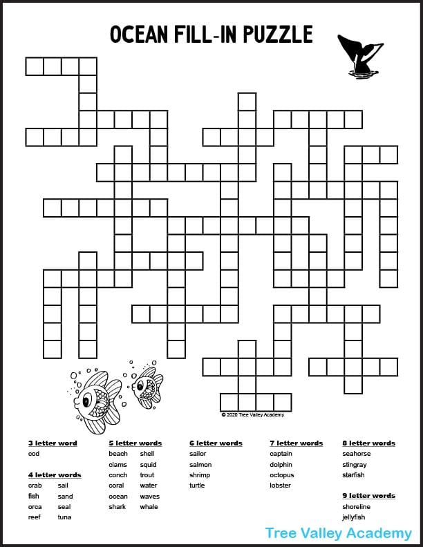 Printable Fill It In Puzzles