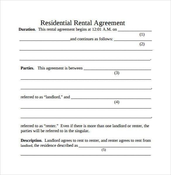 Free Printable Rental Lease Agreement Templates