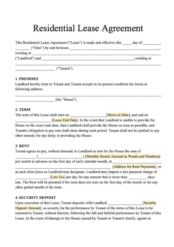 Free Printable Basic Rental Agreement