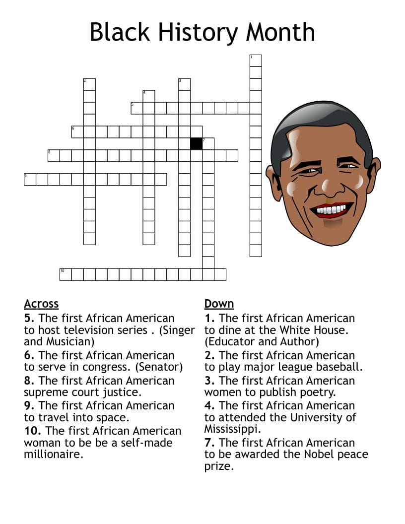 Black History Month Crossword Puzzles Printable