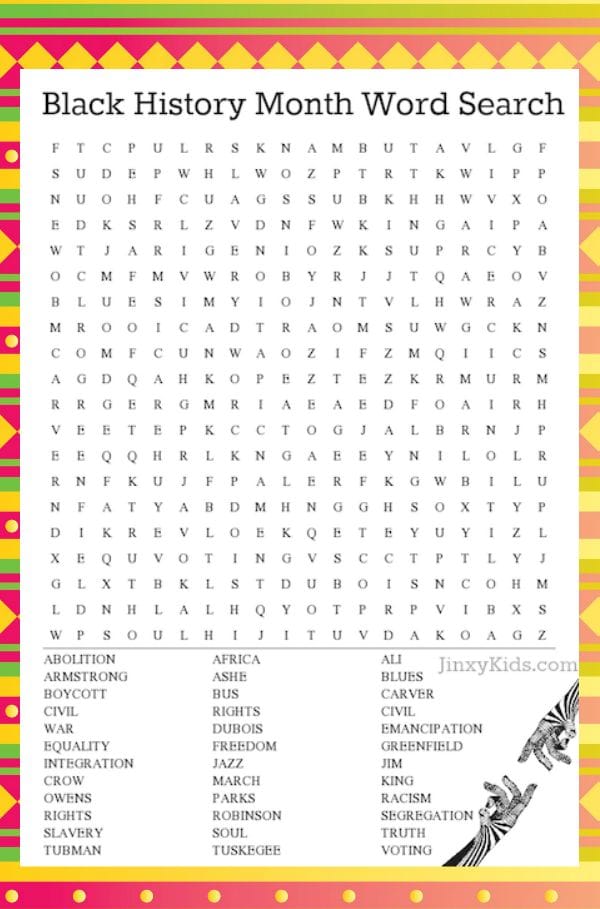 Free Printable Black History Word Search Puzzles