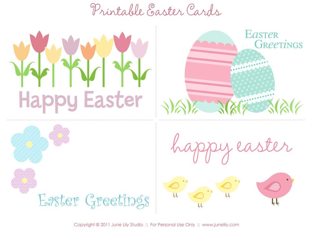 Free Printable Easter Cards: 4 Adorable Designs