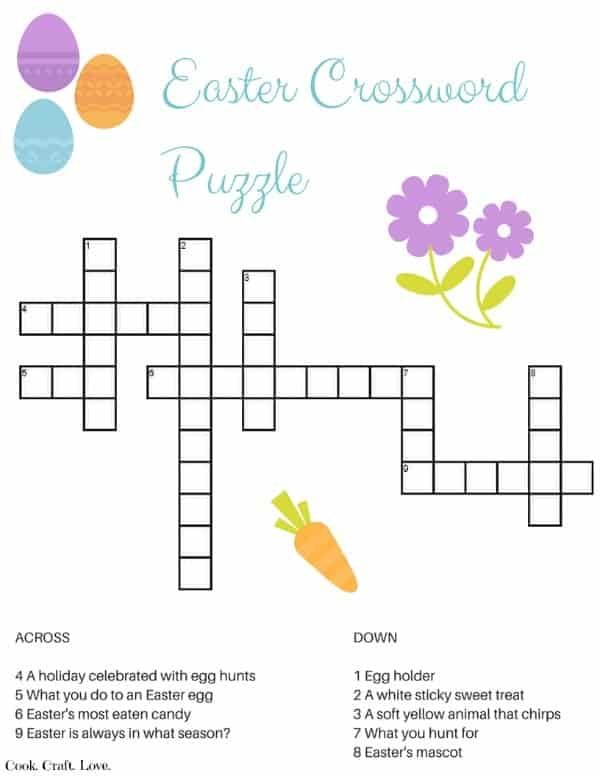 Free Printable Easter Crossword Puzzle with Key