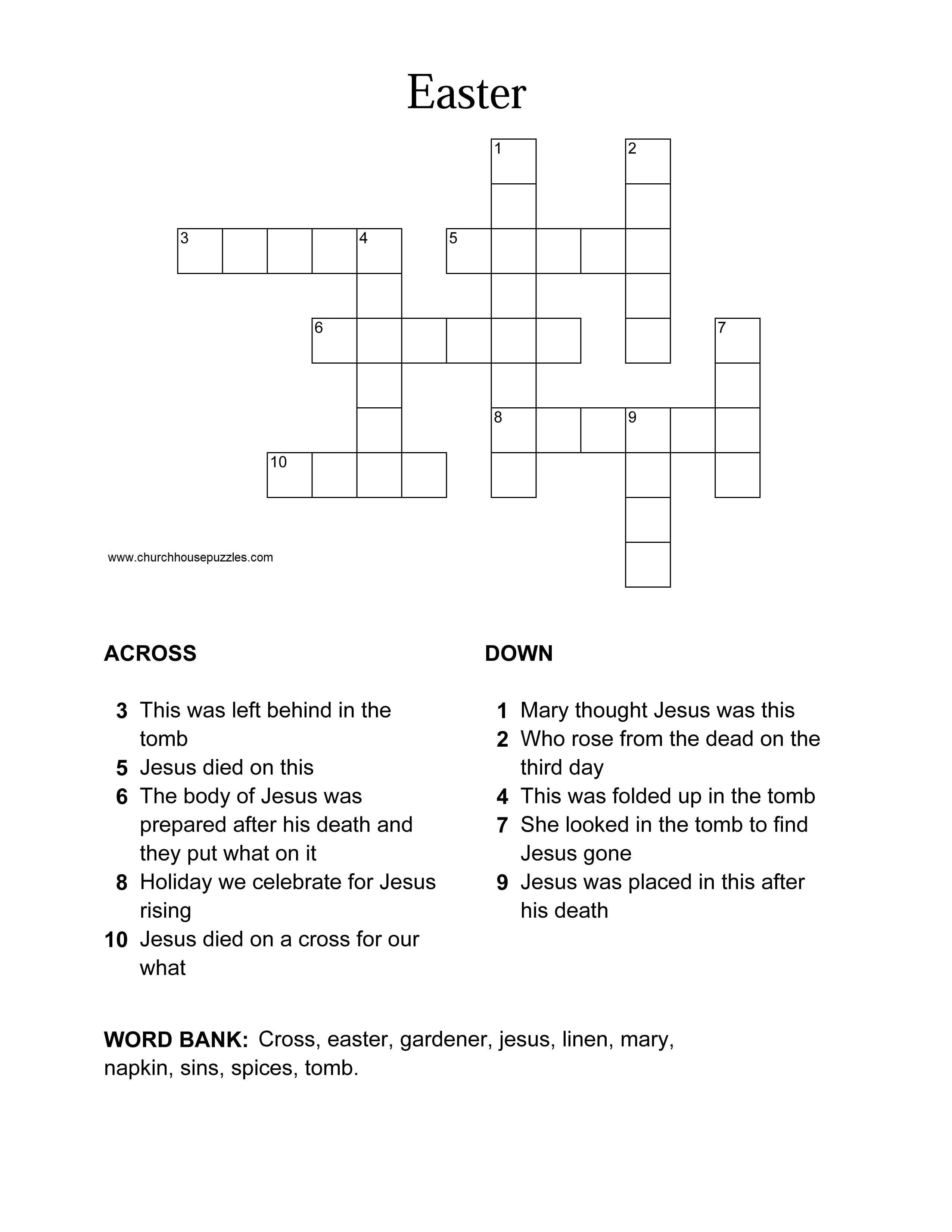 Free Easter Crossword Puzzle