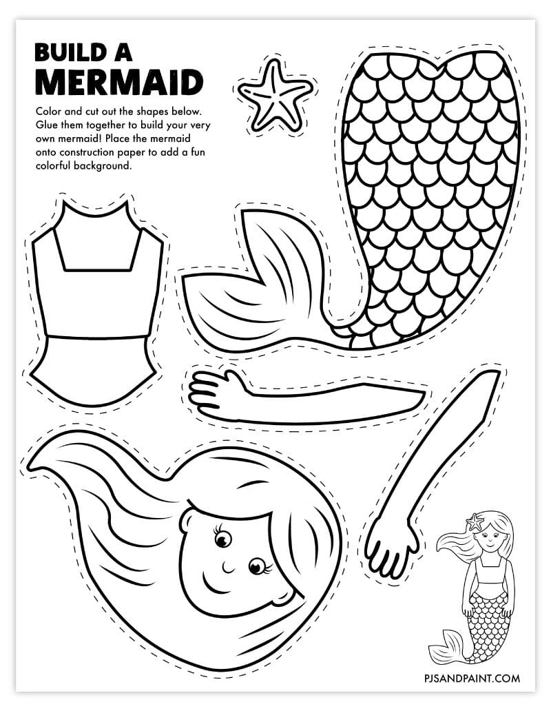 Free Printable Build a Mermaid Craft