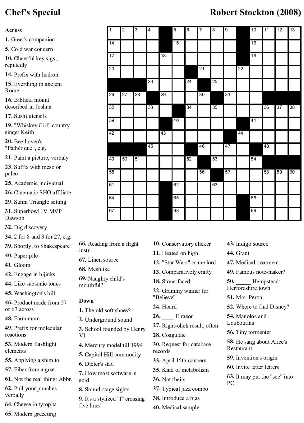 Free Nyt Crossword Puzzles Printable