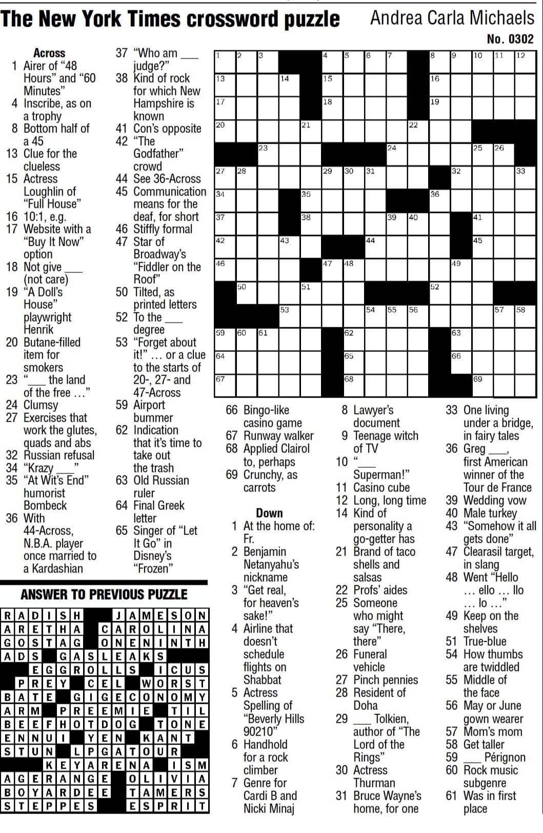 Printable Nyt Crossword Puzzles Free