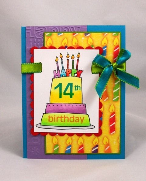 Free Printable Happy 14th Birthday Card With White Tiger