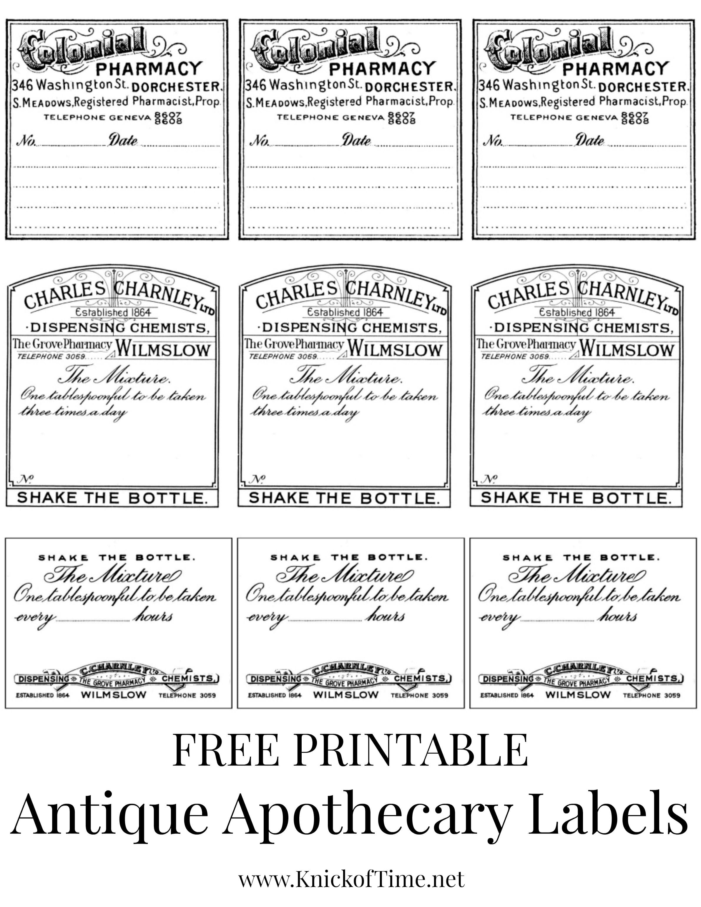 Free Printable Printable Apothecary Labels