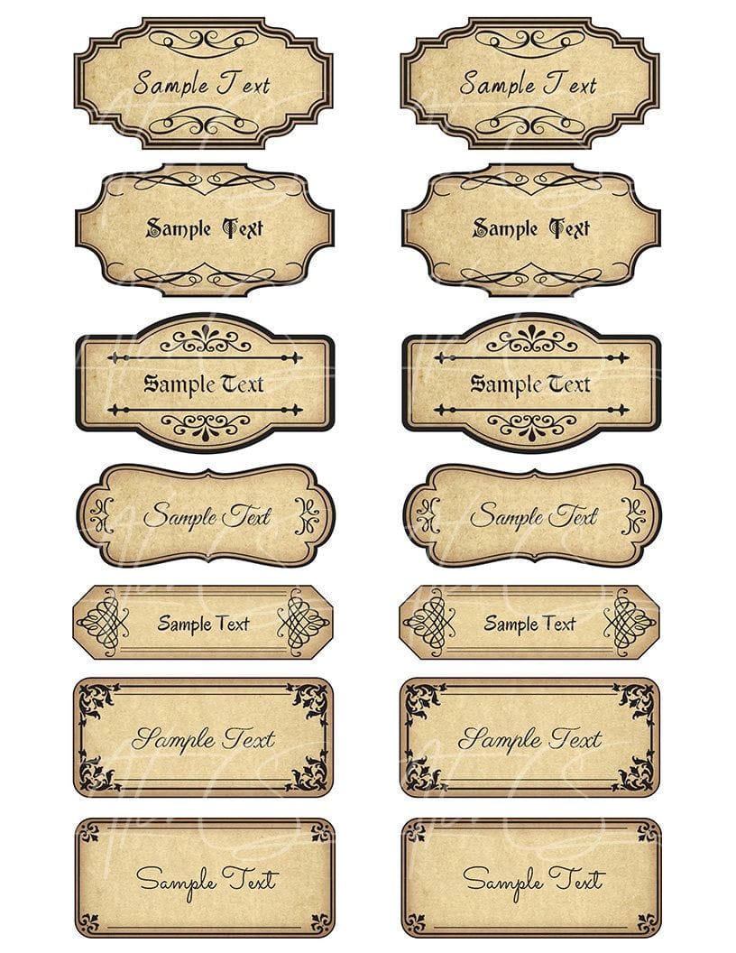 15 Printable Blank Vintage Apothecary Labels Set Editable