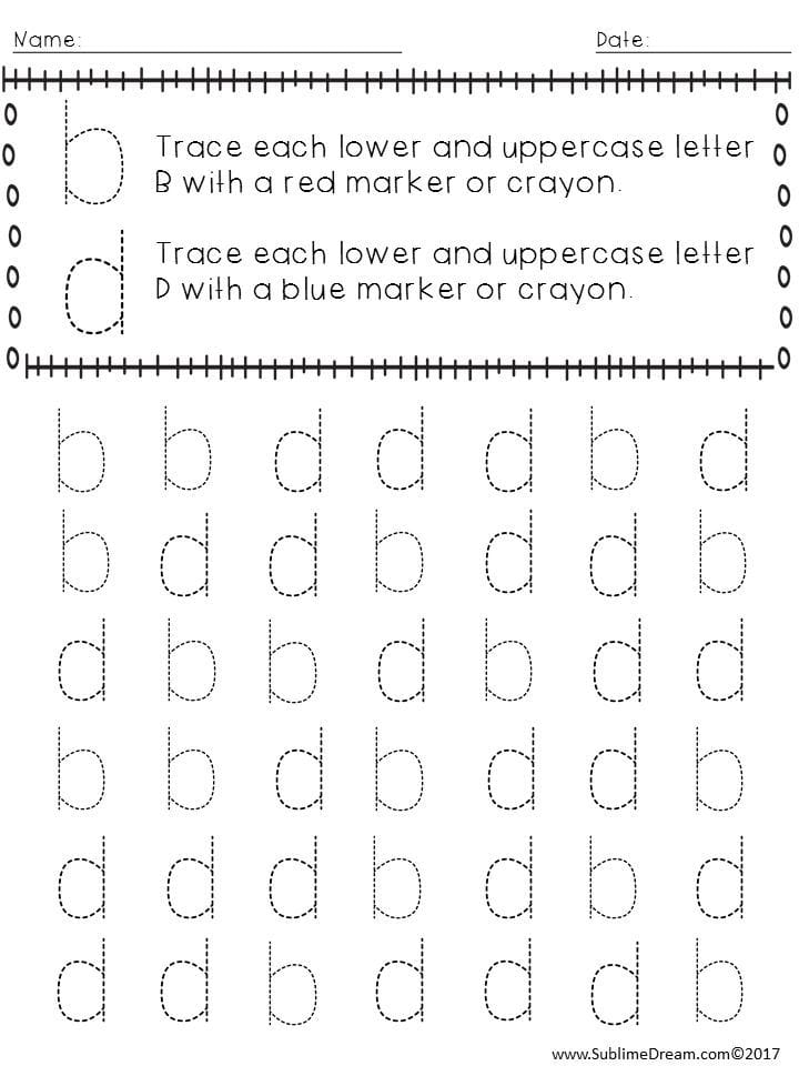 B And D Letter Reversal Worksheets