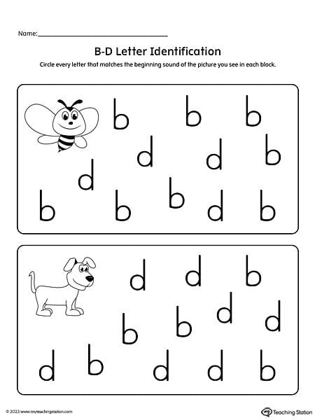 Printable B And D Letter Reversal Worksheets