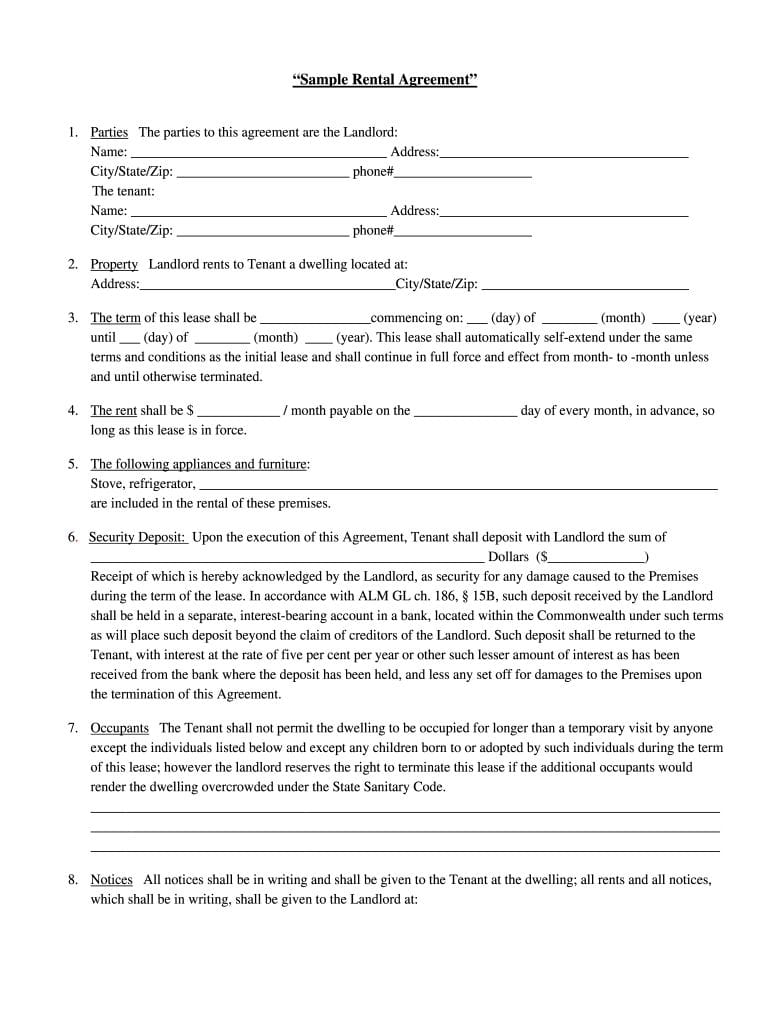 Printable Basic Rental Agreement