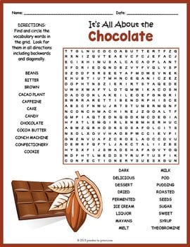 Chocolate Word Search Puzzle Print for Free Today